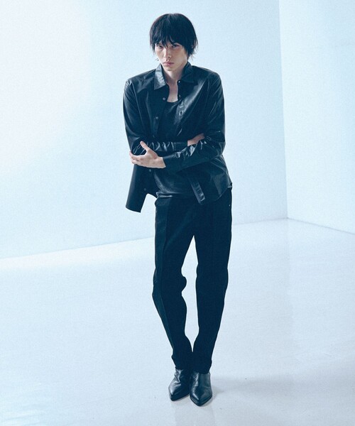 5351 POUR LES HOMMES シャツ レザータッチ 長袖シャツ メンズ