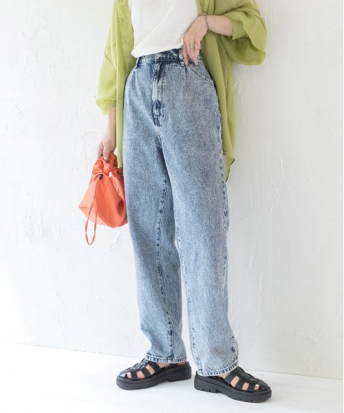 「ad thie」 加工デニムパンツ MEDIUM サックスブルー レディース