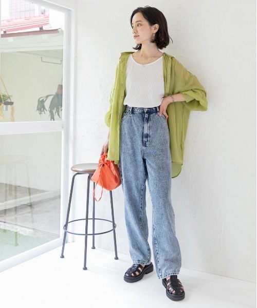 「ad thie」 加工デニムパンツ MEDIUM サックスブルー レディース