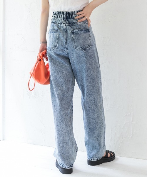 「ad thie」 加工デニムパンツ MEDIUM サックスブルー レディース