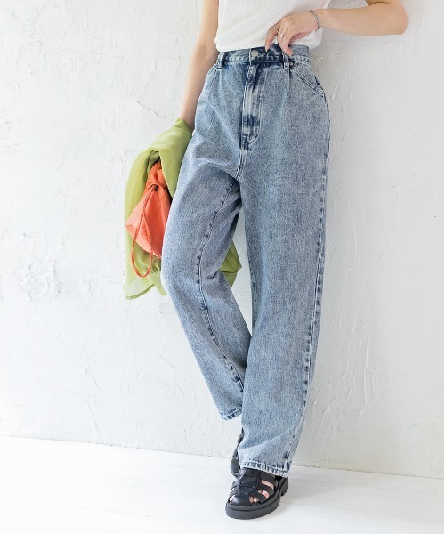 「ad thie」 加工デニムパンツ MEDIUM サックスブルー レディース