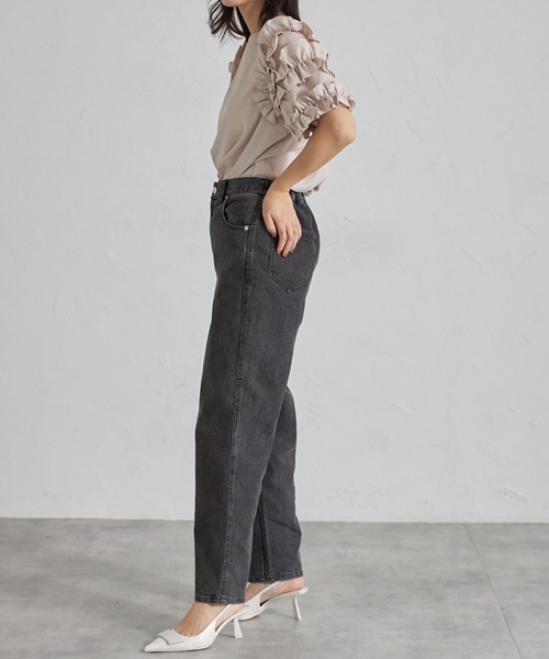 「each」 「Deux Amour」半袖ブラウス FREE ブラック レディース_画像3