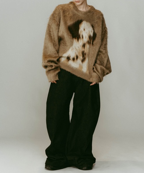 Knuth Marf クヌースマーフ ニット Knuth Marf - shaggy flower knit / シャギーフラワーニット (グレー