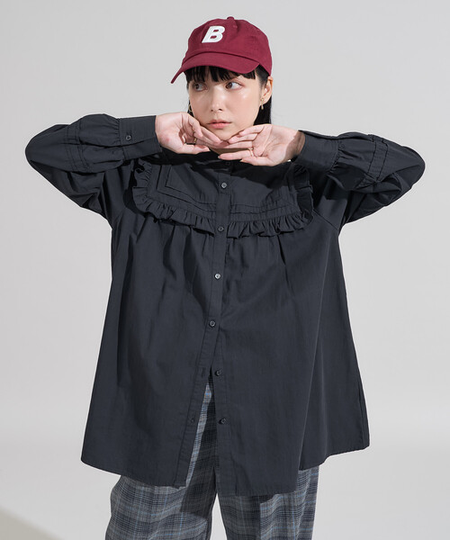 ブラウス シャツ スクエア スタンドフリルブラウス レディース | FREAK'S STORE