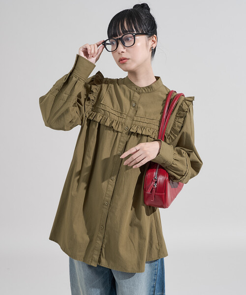 ブラウス シャツ スクエア スタンドフリルブラウス レディース | FREAK'S STORE | 18