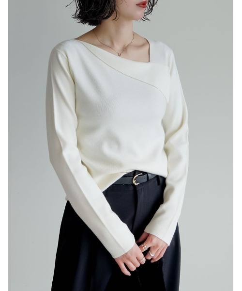 Re:EDIT（リエディ） ニット セーター アシンメトリーネックニット