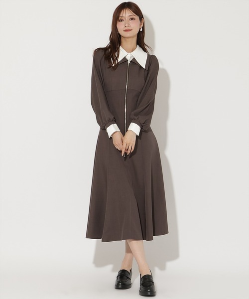 AND COUTURE（アンドクチュール） ワンピース レイヤード襟フロントZIP