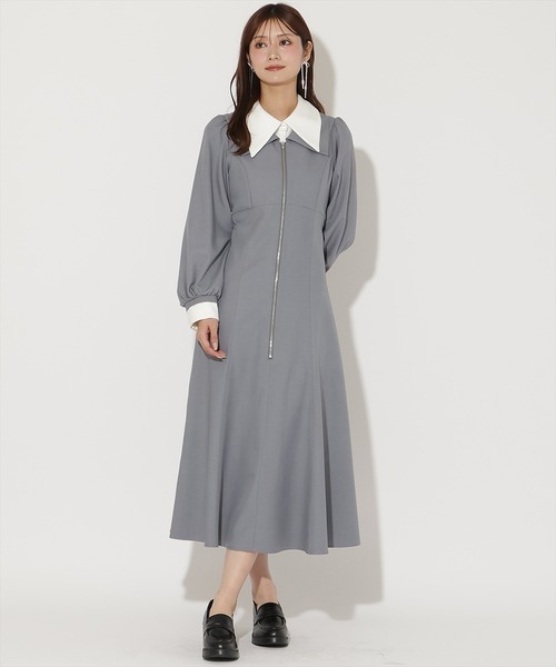 AND COUTURE（アンドクチュール） ワンピース レイヤード襟フロントZIP