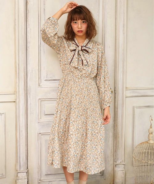 「OLIVE des OLIVE」 長袖ワンピース FREE ベージュ レディース_画像2