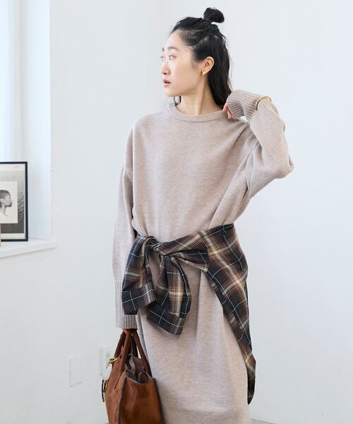 le.coeur blanc（ルクールブラン） ワンピース ネックが選べるニット