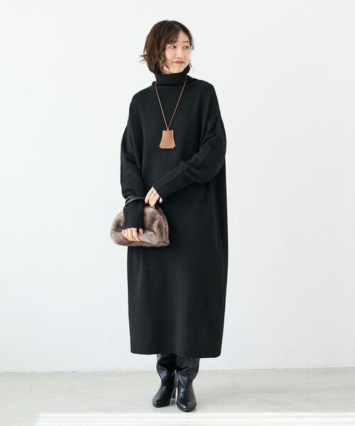 le.coeur blanc（ルクールブラン） ワンピース ネックが選べるニット