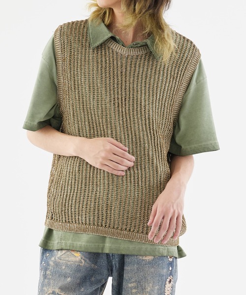 「Theater code」 ノースリーブニット M ブラック メンズ_画像6