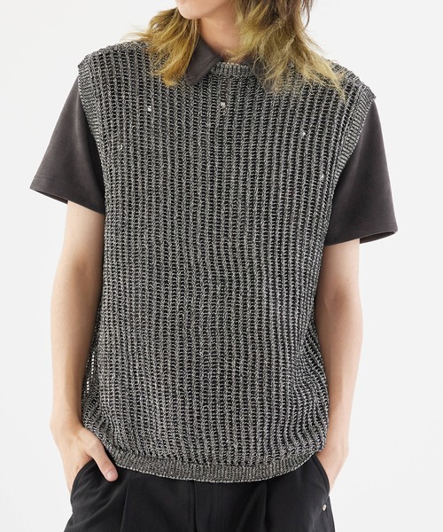 「Theater code」 ノースリーブニット M ブラック メンズ_画像8