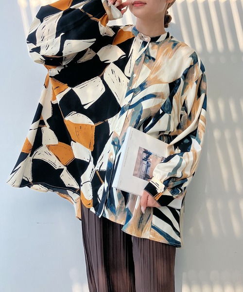 AS KNOW AS（アズノゥアズ） ワンピースバンドカラー 異素材切り替え