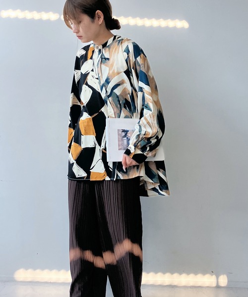 AS KNOW AS（アズノゥアズ） ワンピースバンドカラー 異素材切り替え