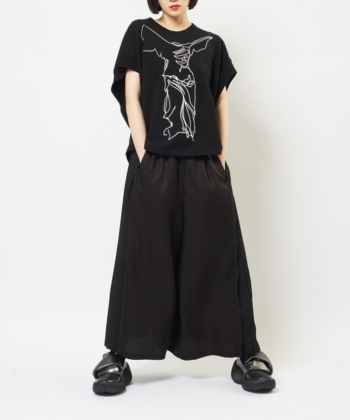 ワイドパンツ パンツ エクセルツイル　プリーツツイルパンツ レディース メンズの画像