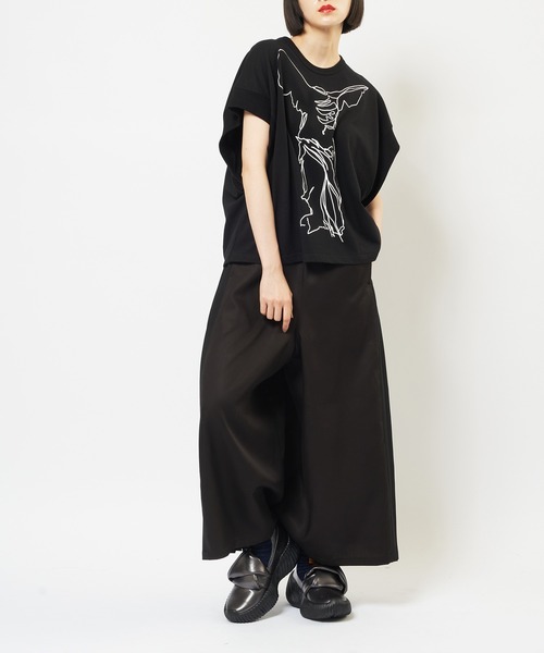 ワイドパンツ パンツ エクセルツイル　プリーツツイルパンツ レディース メンズの画像