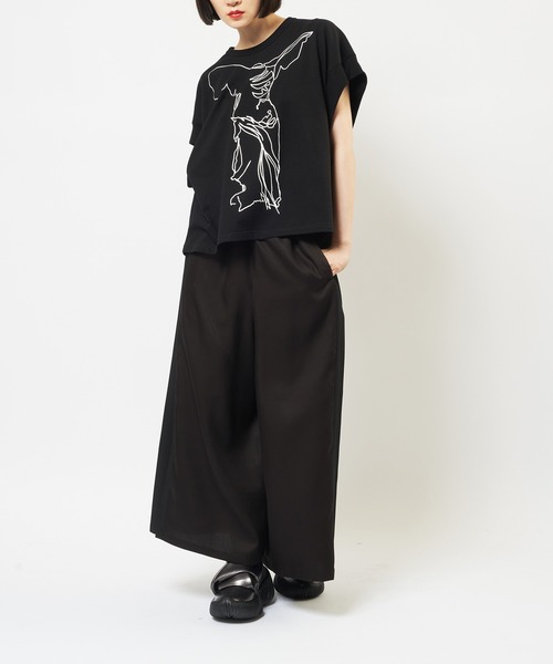 ワイドパンツ パンツ エクセルツイル　プリーツツイルパンツ レディース メンズの画像
