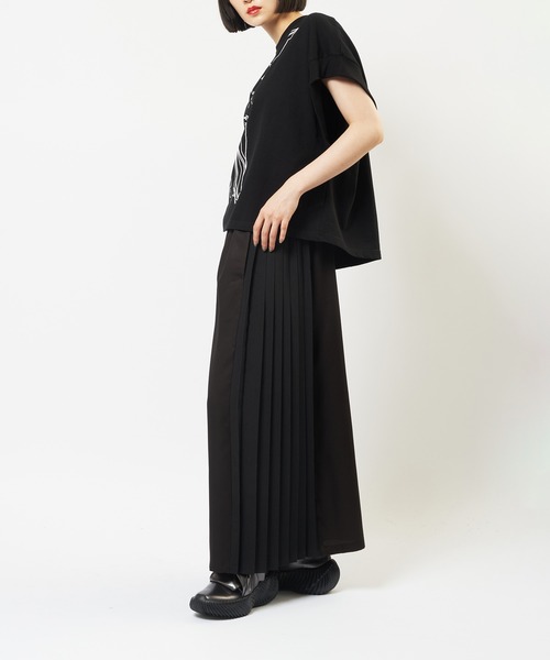 ワイドパンツ パンツ エクセルツイル　プリーツツイルパンツ レディース メンズの画像