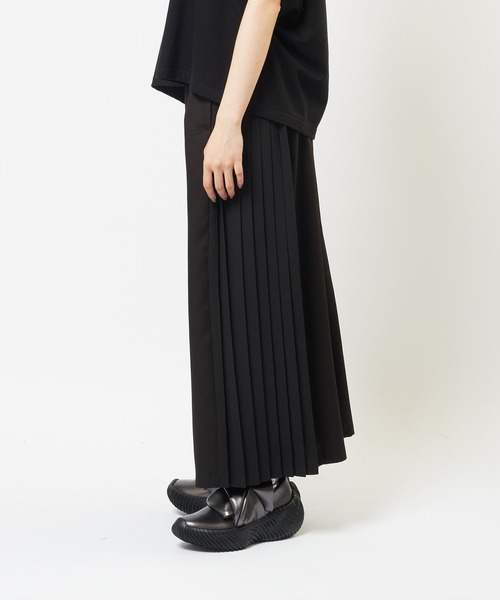 ワイドパンツ パンツ エクセルツイル　プリーツツイルパンツ レディース メンズの画像