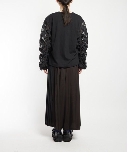 ワイドパンツ パンツ エクセルツイル　プリーツツイルパンツ レディース メンズの画像
