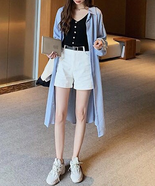 「Amulet」 シャツワンピース L ブルー レディース_画像3