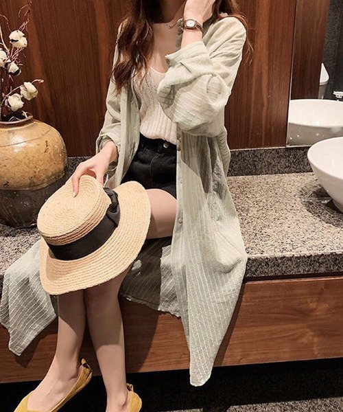 「Amulet」 シャツワンピース L ブルー レディース_画像7