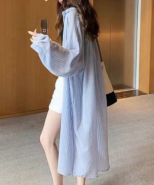 「Amulet」 シャツワンピース L ブルー レディース_画像8