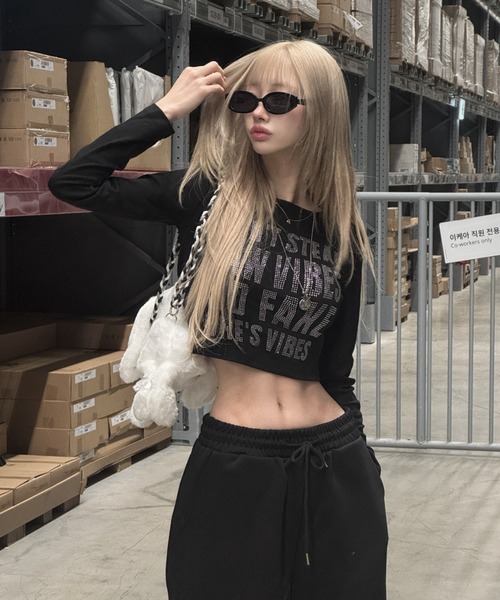 KsG tシャツ レタリングクロップドトップス レディース メンズ