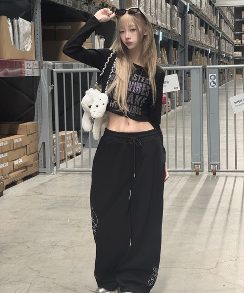 KsG tシャツ レタリングクロップドトップス レディース メンズ