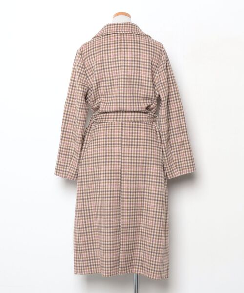 Eaphi ブラウン系 チェック柄ロングコート 美品 クリスマスセール グレンチェック ロング 千鳥柄ロングコート 大きいサイズ チェック柄