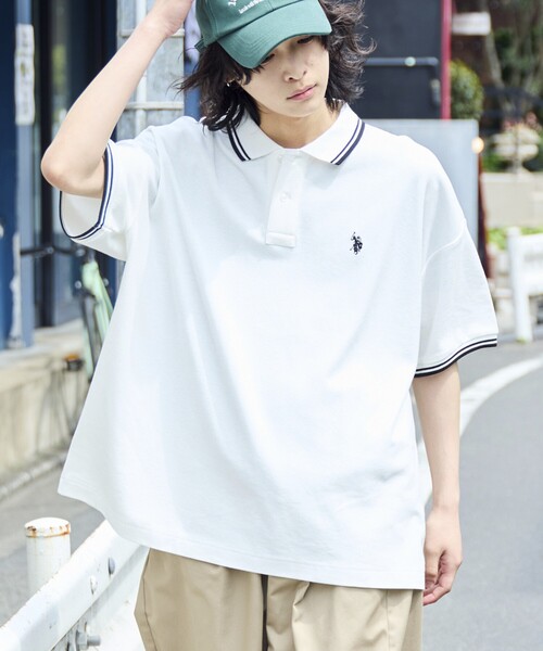 「U.S. POLO ASSN.」 半袖ポロシャツ MEDIUM グレー メンズ_画像2