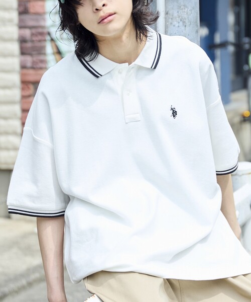 「U.S. POLO ASSN.」 半袖ポロシャツ MEDIUM グレー メンズ_画像3