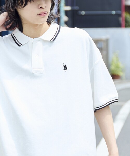 「U.S. POLO ASSN.」 半袖ポロシャツ MEDIUM グレー メンズ_画像5
