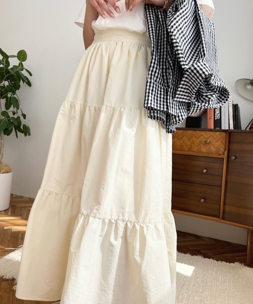 「moment+」 フレアスカート M カーキ レディース_画像5