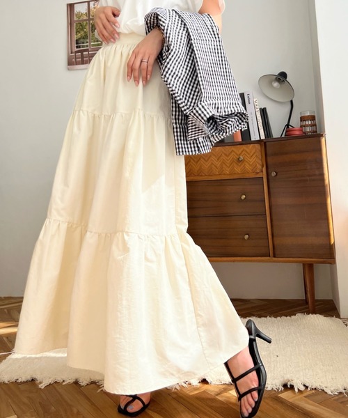 「moment+」 フレアスカート M カーキ レディース_画像6