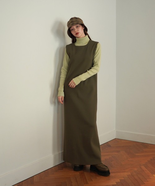 「TINA：JOJUN」 ニットワンピース M カーキ レディース_画像3