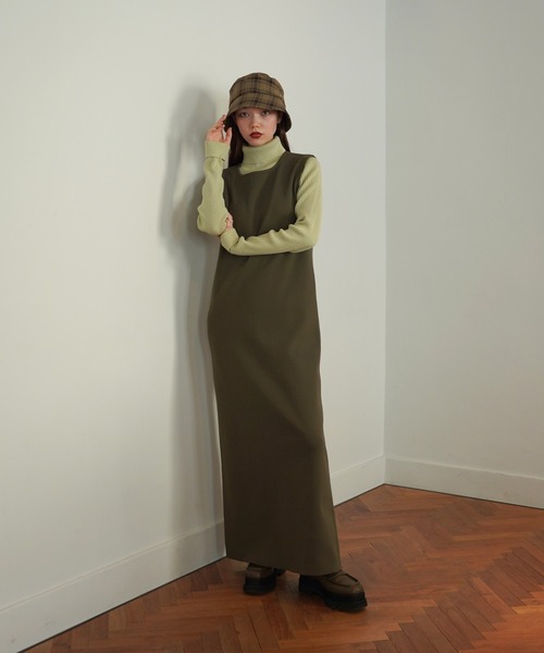 「TINA：JOJUN」 ニットワンピース M カーキ レディース_画像9