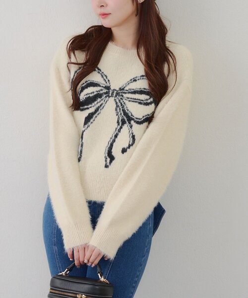 「continuer de NICE CLAUP」 長袖ニット FREE アイボリー レディース_画像8