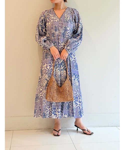 「sara mallika」 長袖ワンピース S ブルー レディース_画像2