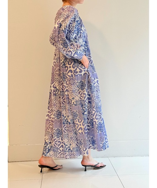 「sara mallika」 長袖ワンピース S ブルー レディース_画像7