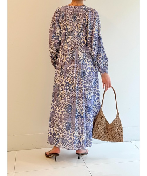 「sara mallika」 長袖ワンピース S ブルー レディース_画像8