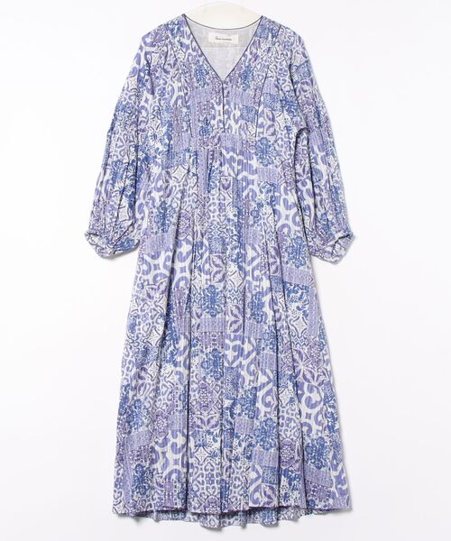 「sara mallika」 長袖ワンピース S ブルー レディース_画像9