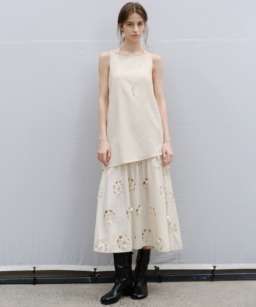 【大きいサイズ】TO BE CHIC カットワークレース 2WAY ノーカラー tageechita ワンピース 「tageechita」カットワークレース ドッキング