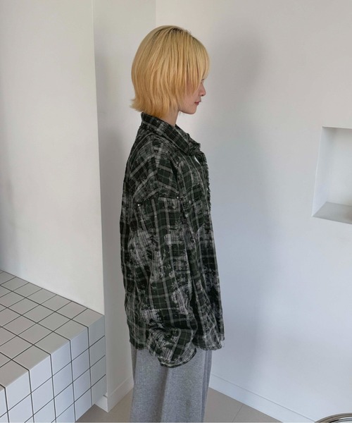 シャツ ブリーチ加工ウエスタンチェックシャツ メンズ レディース
