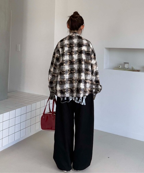シャツ ブリーチ加工ウエスタンチェックシャツ メンズ レディース