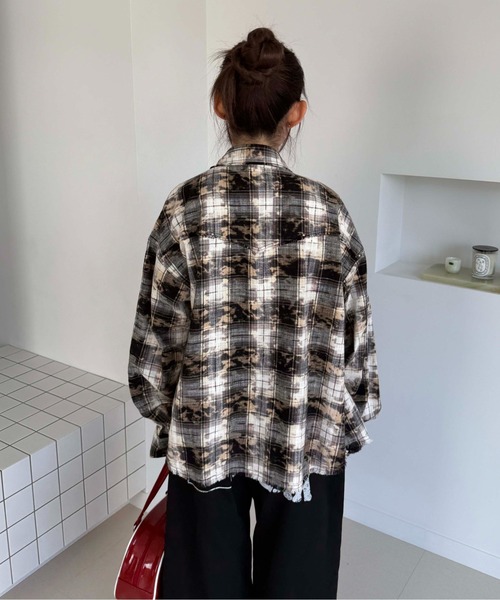 シャツ ブリーチ加工ウエスタンチェックシャツ メンズ レディース