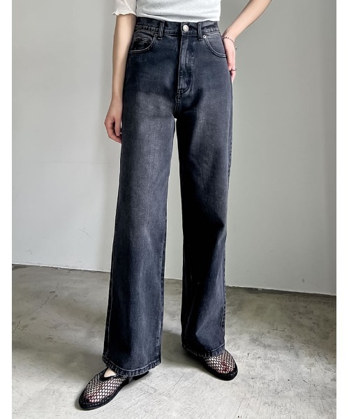 「Re:EDIT」 デニムパンツ LARGE ブラック レディース_画像2