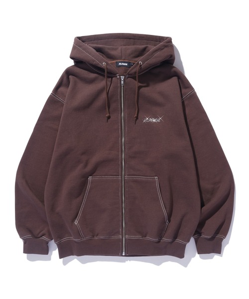 X-LARGE ブラウン フルジップパーカー Mサイズ XLARGE（エクストラ ラージ） ジップアップパーカー M ブラウン メンズ