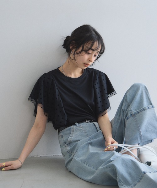 &. NOSTALGIA（ノスタルジア） tシャツ ドットフレアスリーブ